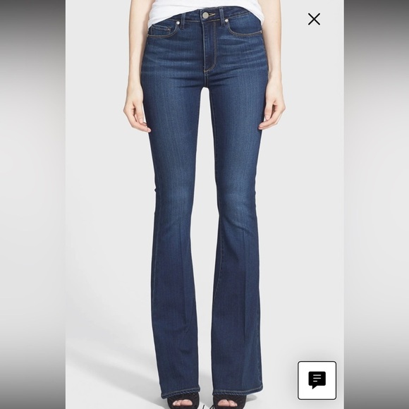 PAIGE High Rise Bell Canyon Blue Flare & Wide Leg Jeans Casual Boho - Picture 1 of 16